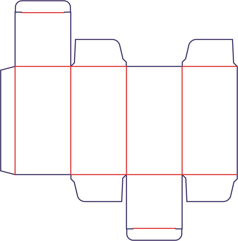 Scatola con due alette sfalsate - rozkrój